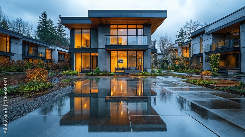 Obraz premium Modern architecture with reflecting pool