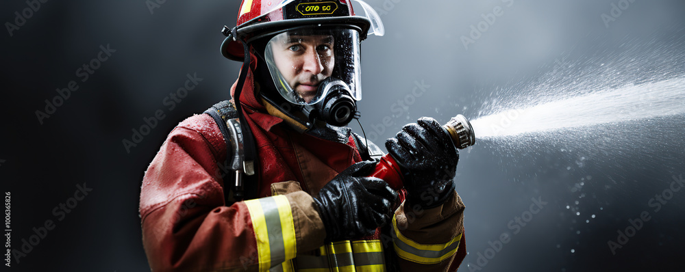 Naklejka premium Firefighter in full gear