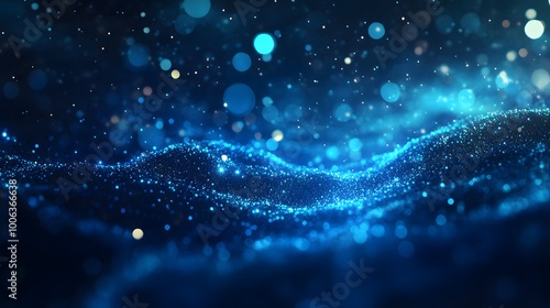 Dark blue and glow particle abstract background. 