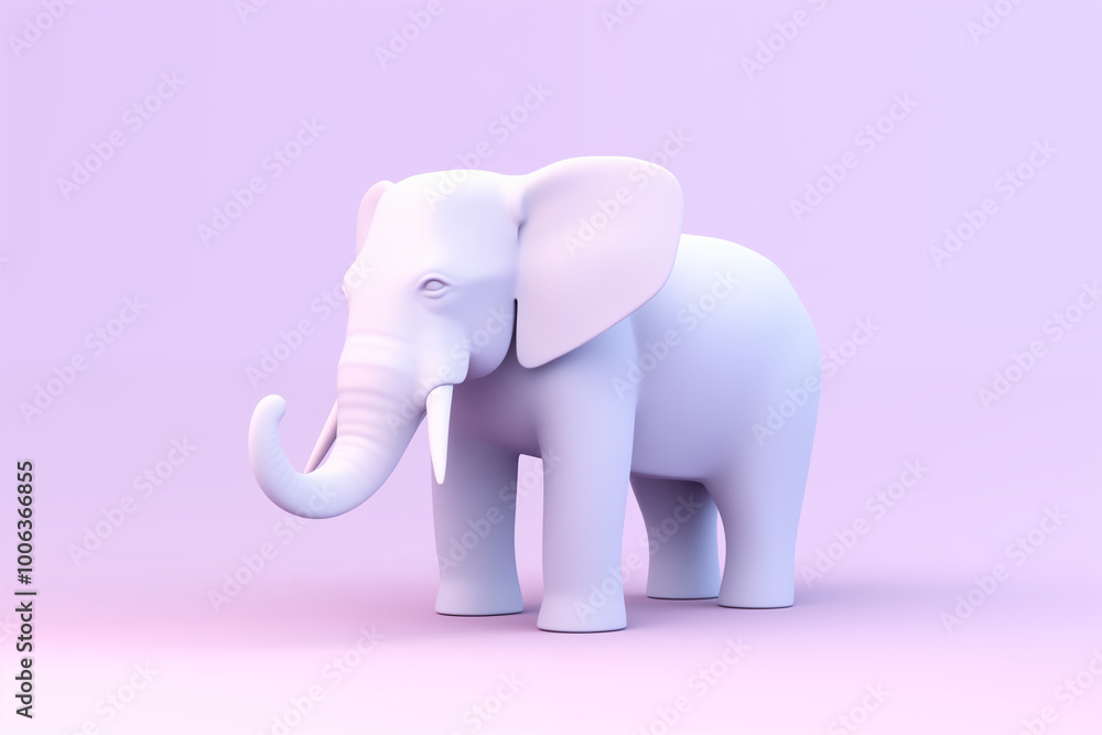 3D Render of purple Elephant with Sleek Design on Pastel Background. Generative AI 3D Render of purple Elephant with Sleek Design on Pastel Background. Generative AI