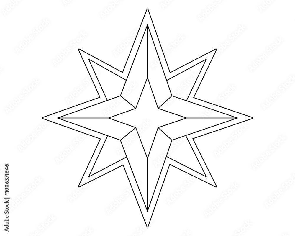 Eight-pointed star sketch - vector linear image for logo, pictogram or coloring. Outline. Star symbol or icon Eight-pointed star sketch - vector linear image for logo, pictogram or coloring. Outline. Star symbol or icon
