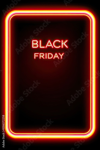 Black Friday neon sign with glowing frame