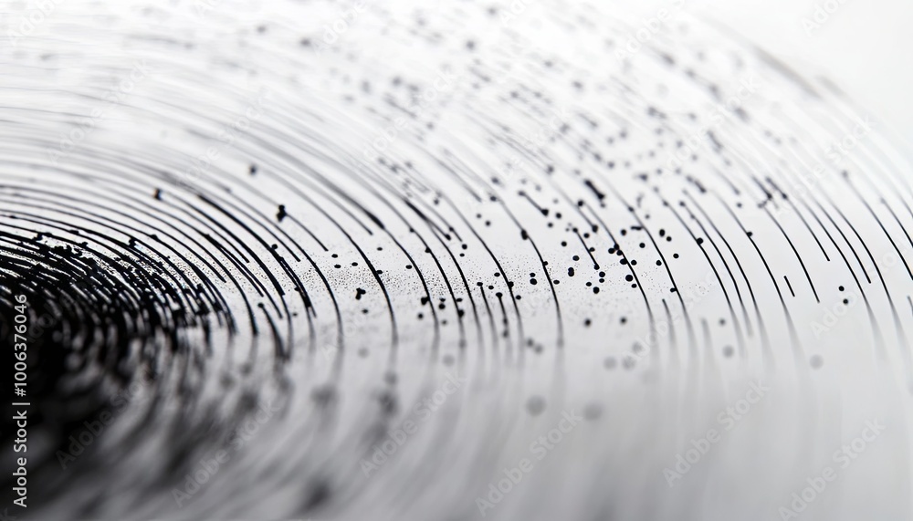 Abstract black and white circular pattern with a focus on a black dot in the center and a white background. Abstract black and white circular pattern with a focus on a black dot in the center and a white background.