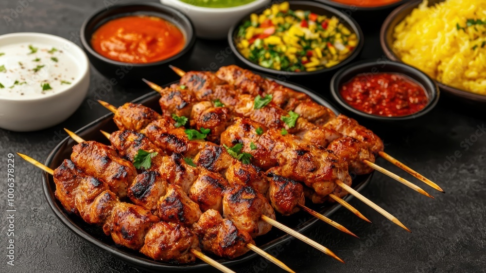 Grilled halal chicken skewers Grilled halal chicken skewers
