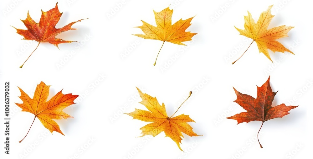 Autumn maple leaves flying and falling on an isolated background Autumn maple leaves flying and falling on an isolated background