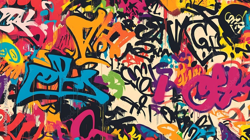 Fototapeta premium Abstract background with different color graffiti