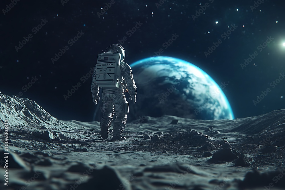 Spaceman on the planet. mixed media