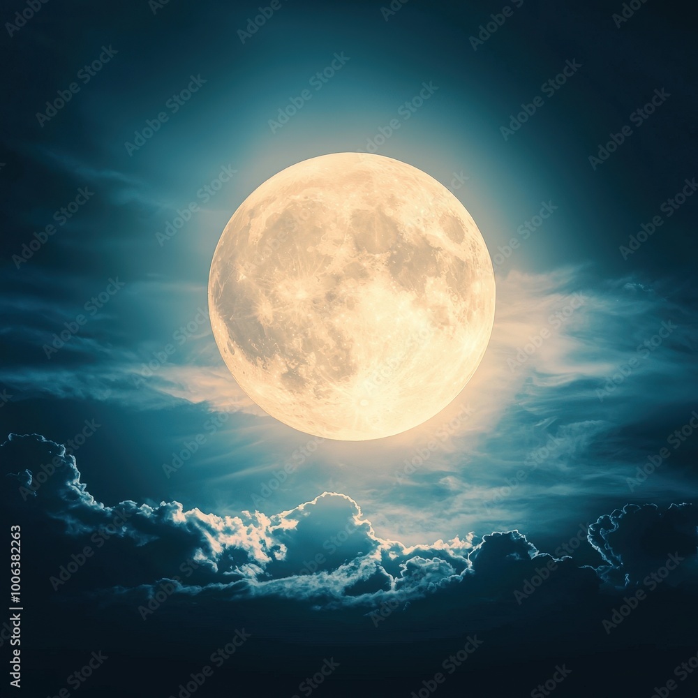 A stunning full moon illuminates a serene night sky filled with soft clouds, creating a magical and peaceful atmosphere ideal for dreamers and storytellers. A stunning full moon illuminates a serene night sky filled with soft clouds, creating a magical and peaceful atmosphere ideal for dreamers and storytellers.