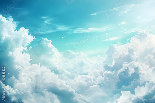 Photorealistic style clouds and meadow Background