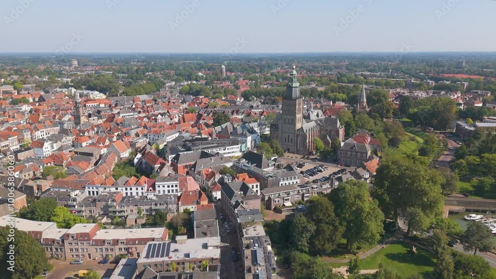 Aerial drone video of the city center in Zutphen, the Netherlands. Aerial drone video of the city center in Zutphen, the Netherlands.