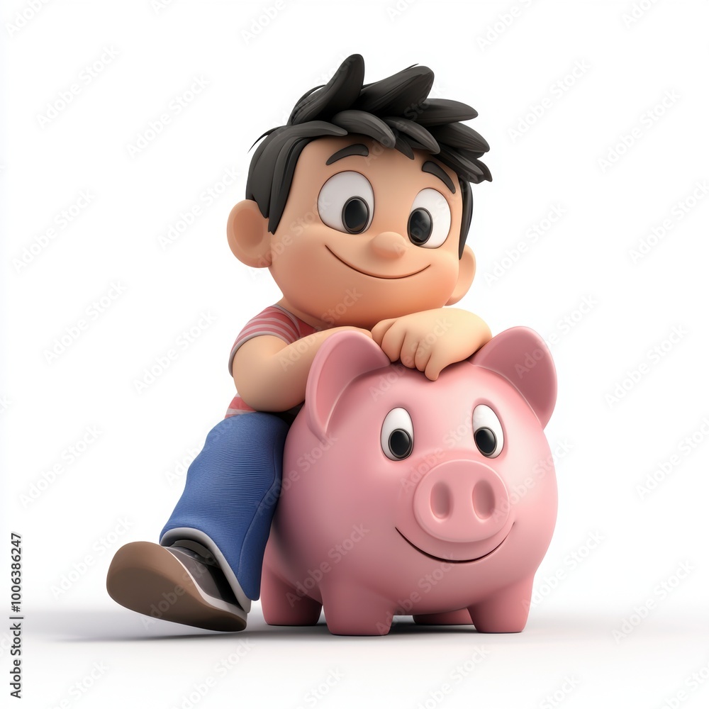 Boy Piggy Bank Savings. Boy Piggy Bank Savings.