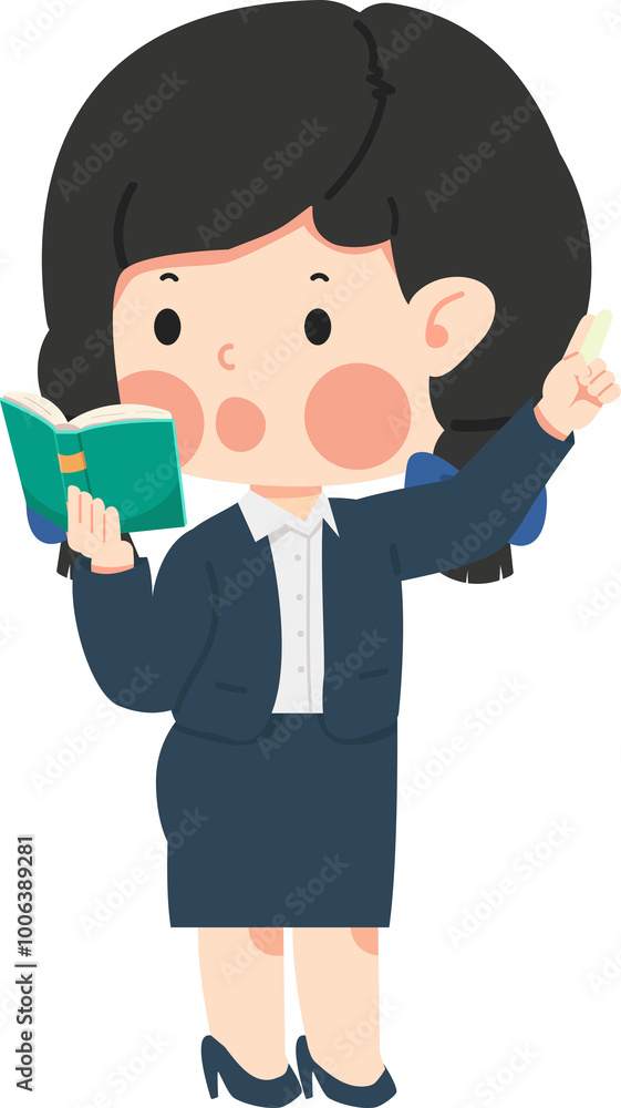 Female Teacher Teaching While Holding A Book Female Teacher Teaching While Holding A Book