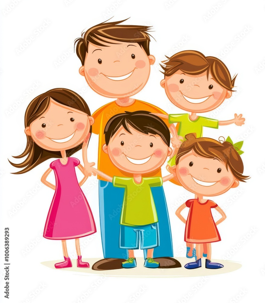 The parents and children are smiling in this photo of a happy family. The parents and children are smiling in this photo of a happy family.