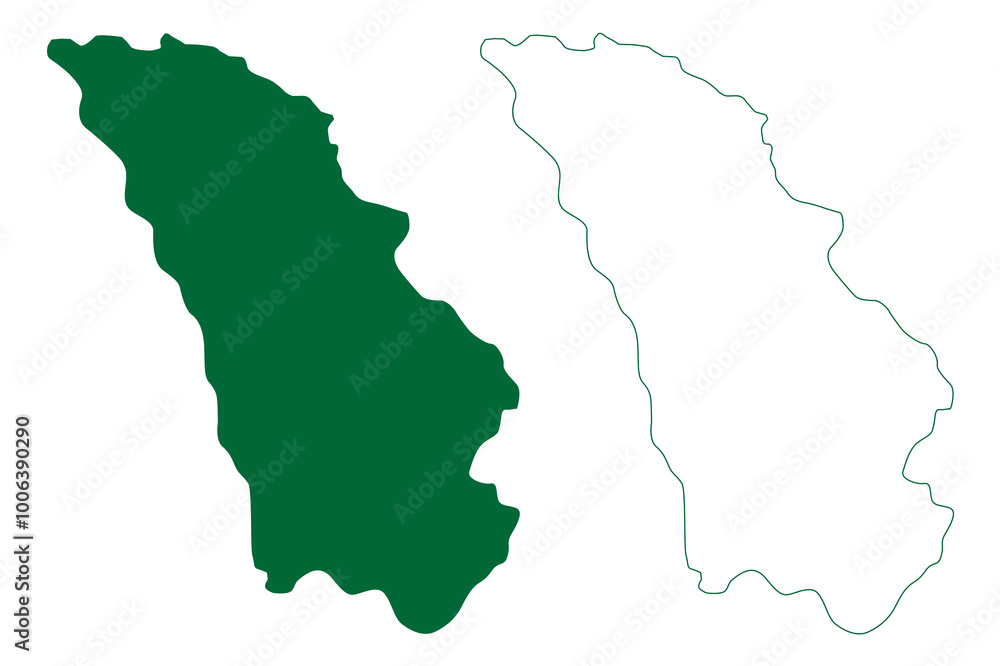 Suryapet district (Telangana State, Republic of India) map vector illustration, scribble sketch Suryapet map