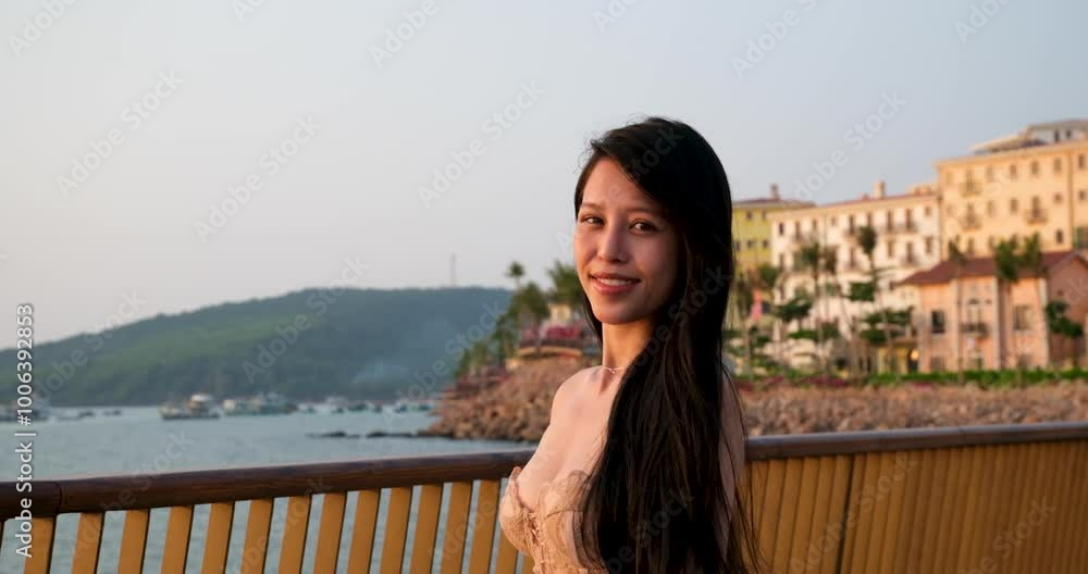 young asian woman girl walking hair blowing wind beautiful beige dress sandals high heels model traveler kissing bridge Vietnam's new bridge is for kissing young asian woman girl walking hair blowing wind beautiful beige dress sandals high heels model traveler kissing bridge Vietnam's new bridge is for kissing