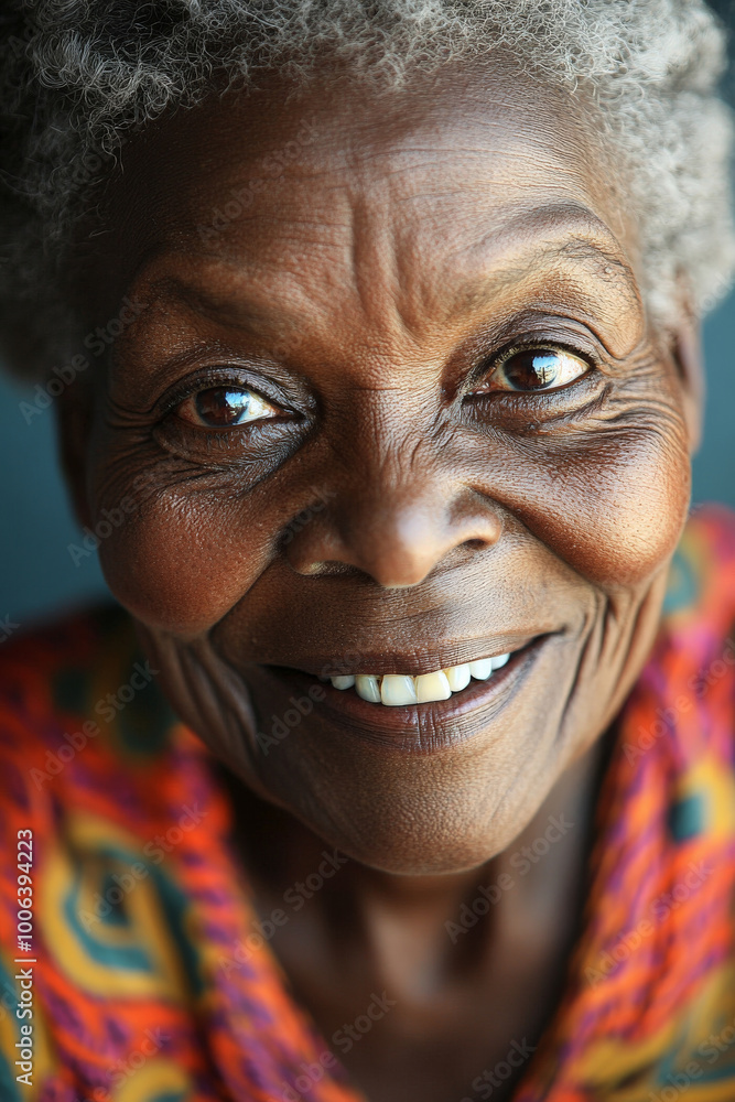 An African American grandmother with big, beautiful eyes, wide with surprise and delight, her face radiating happiness in a close-up portrait that captures her joyful spirit. An African American grandmother with big, beautiful eyes, wide with surprise and delight, her face radiating happiness in a close-up portrait that captures her joyful spirit.