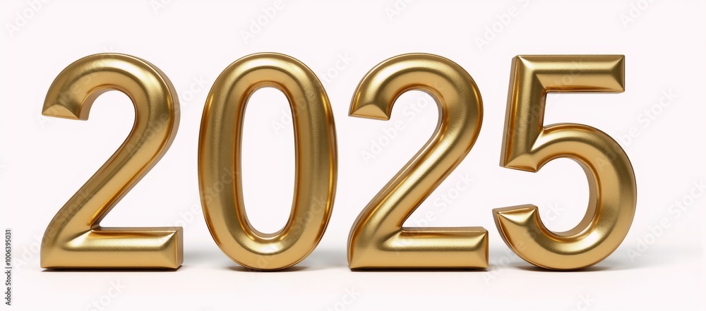 Luxury 3D illustration of a stylized golden 3 representing the New Year with an elegant glossy aesthetic Luxury 3D illustration of a stylized golden 3 representing the New Year with an elegant glossy aesthetic