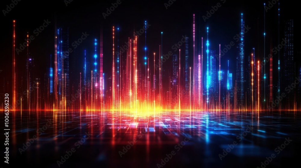 Vibrant light beams on dark background Vibrant light beams on dark background