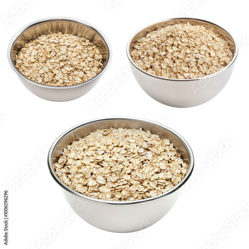 Raw Rolled Oats in Bowls