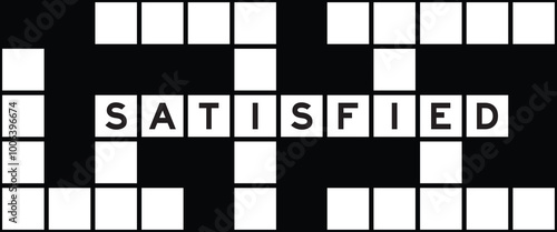 Alphabet letter in word satisfied on crossword puzzle background