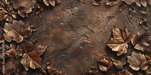 bronze metal leaves background