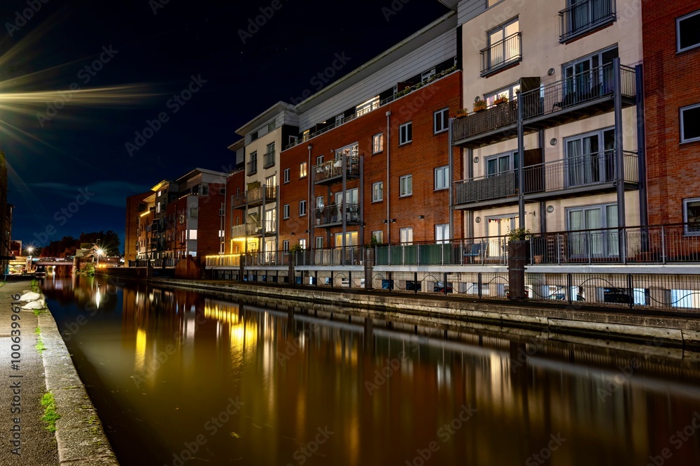 Central Chester in Northern England on a Cloudy Autumn Night