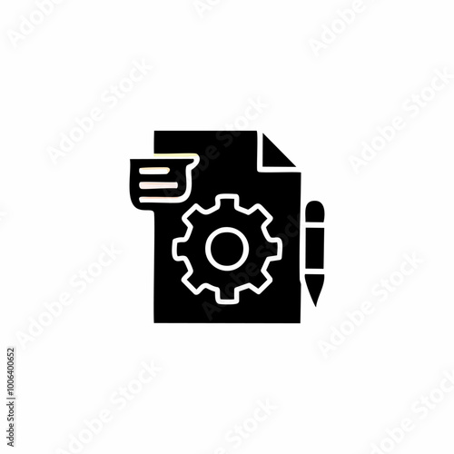 Procedure black icon. Document settings vector illustration.