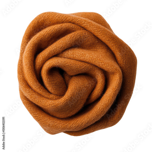 Cozy orange wool scarf arranged in a rose shape