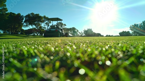 Golf Course with Golf Cart in the Background