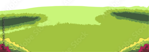 Landscape background with green grass on hills