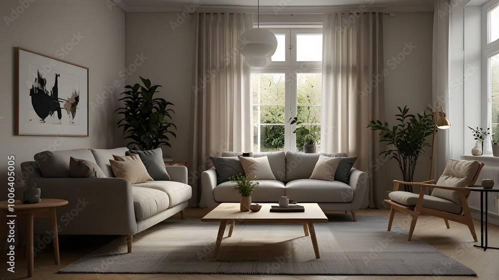 modern living room with fireplace, ai generated modern living room with fireplace, ai generated