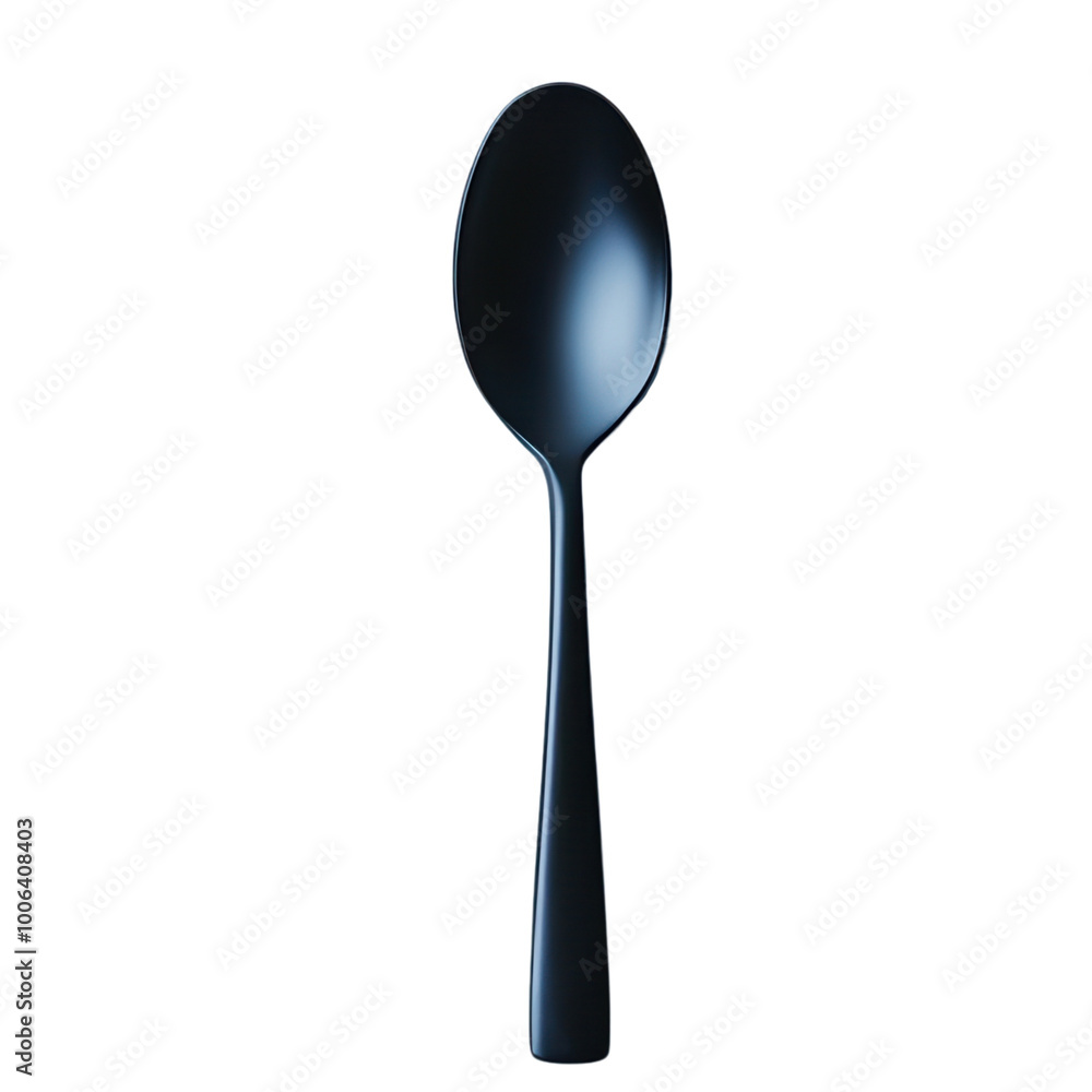 Sleek black spoon on a minimalist background Sleek black spoon on a minimalist background