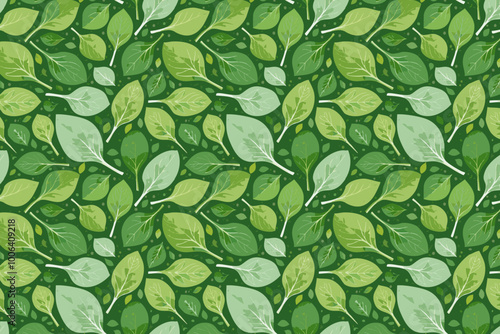 Spinach vegetable leaves seamless pattern vector wallpaper