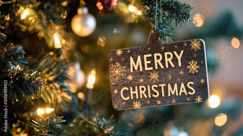 sign of "MERRY CHRISTMAS" on christmas tree ,
