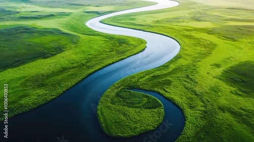 A flowing river that starts small and expands into a wide delta, representing the scalable nature of ideas, systems, and processes as they grow and reach broader horizons