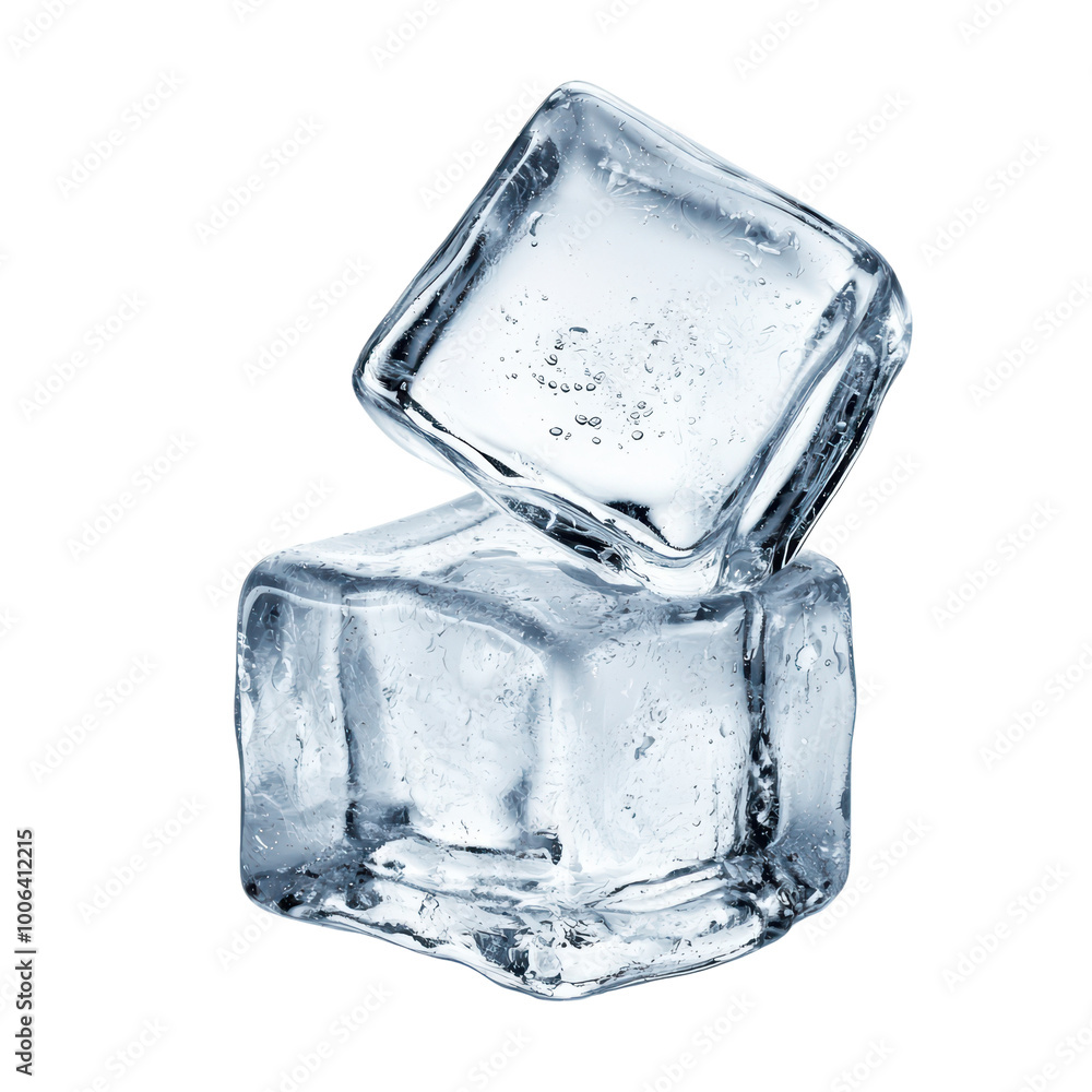 Two ice cubes stacked on a transparent background Two ice cubes stacked on a transparent background