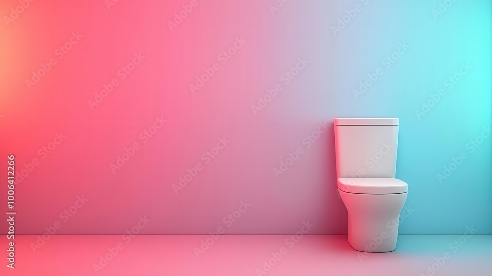 Neon-lit bathroom symbol with vibrant colors, urban style, 3D illustration