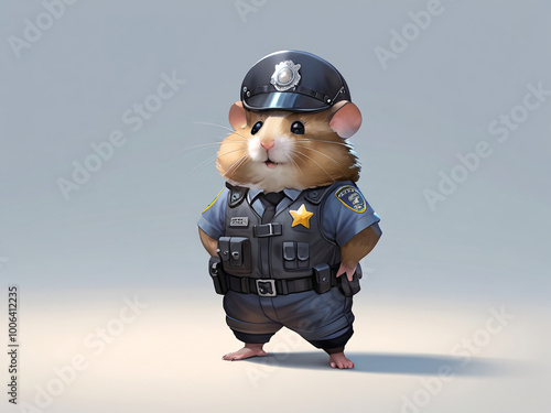 animal hamster dressed as a police rescuer uniform AI generated