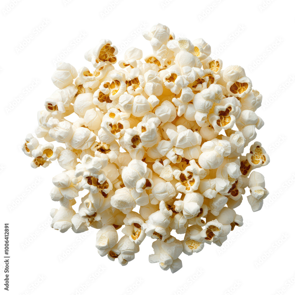 Close-up of fluffy popcorn kernels on a transparent background Close-up of fluffy popcorn kernels on a transparent background