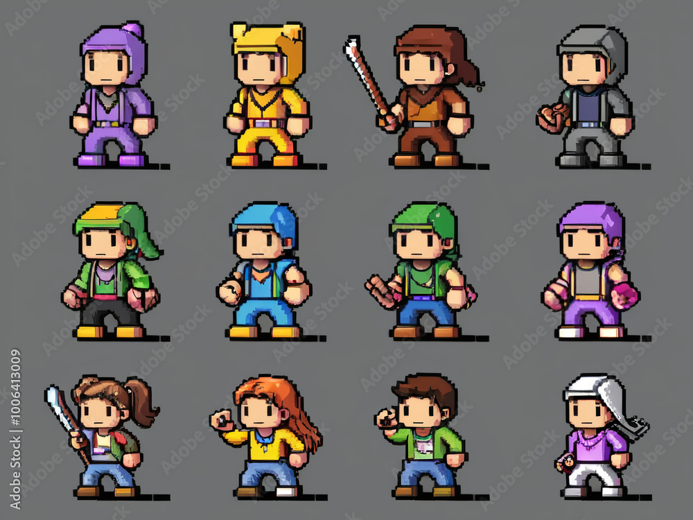 game characters NPC vandal for the game pixel art 8 bit AI generated game characters NPC vandal for the game pixel art 8 bit AI generated