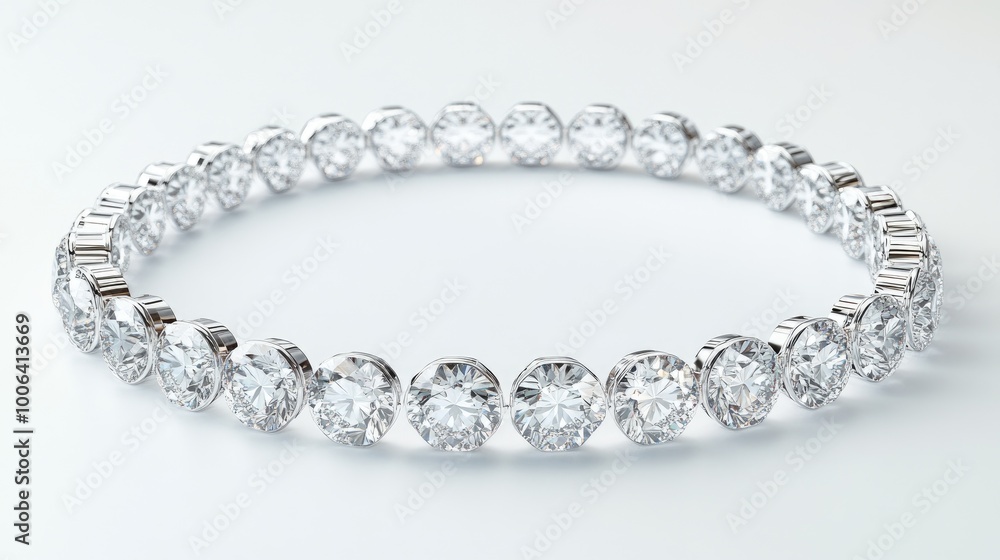 A beautiful circle of shimmering diamonds creating a continuous trail, set against a clean white background, symbolizing elegance and luxury A beautiful circle of shimmering diamonds creating a continuous trail, set against a clean white background, symbolizing elegance and luxury