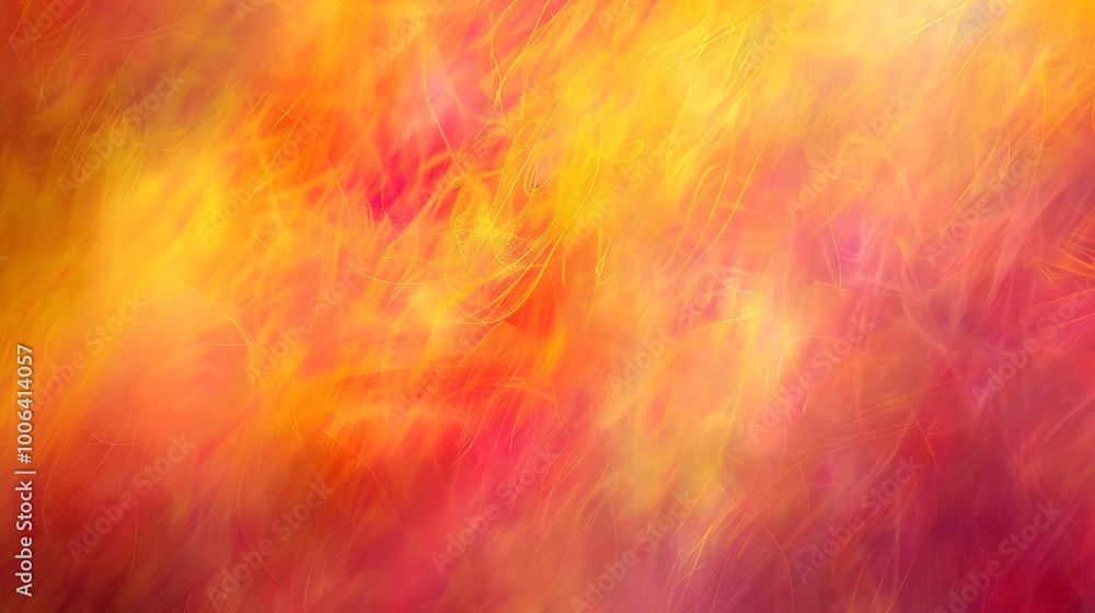 Abstract background with swirling, blurred, fiery red and yellow colors.