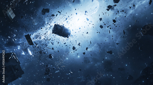 Space Debris Field 3D Rendering