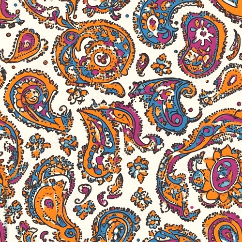 Floral paisley seamless pattern for vintage wallpaper design