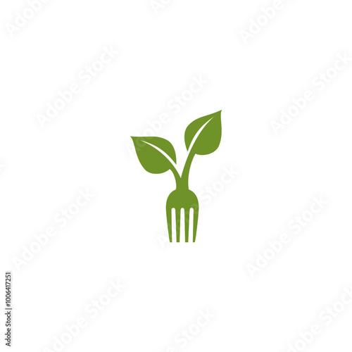 leaf and cutlery vector illustration for an icon,symbol or logo. vegan logo. healthy food logo