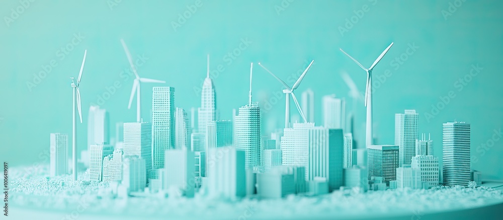 Fototapeta premium Sustainable Cityscape: Wind Power and Urban Development