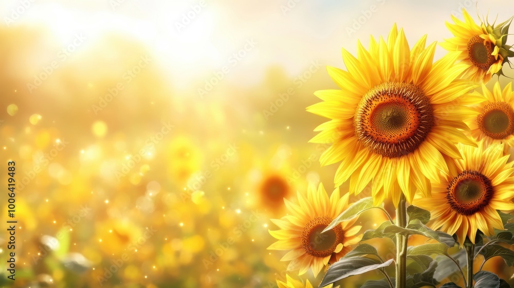 Fototapeta premium Sunflowers In Field.