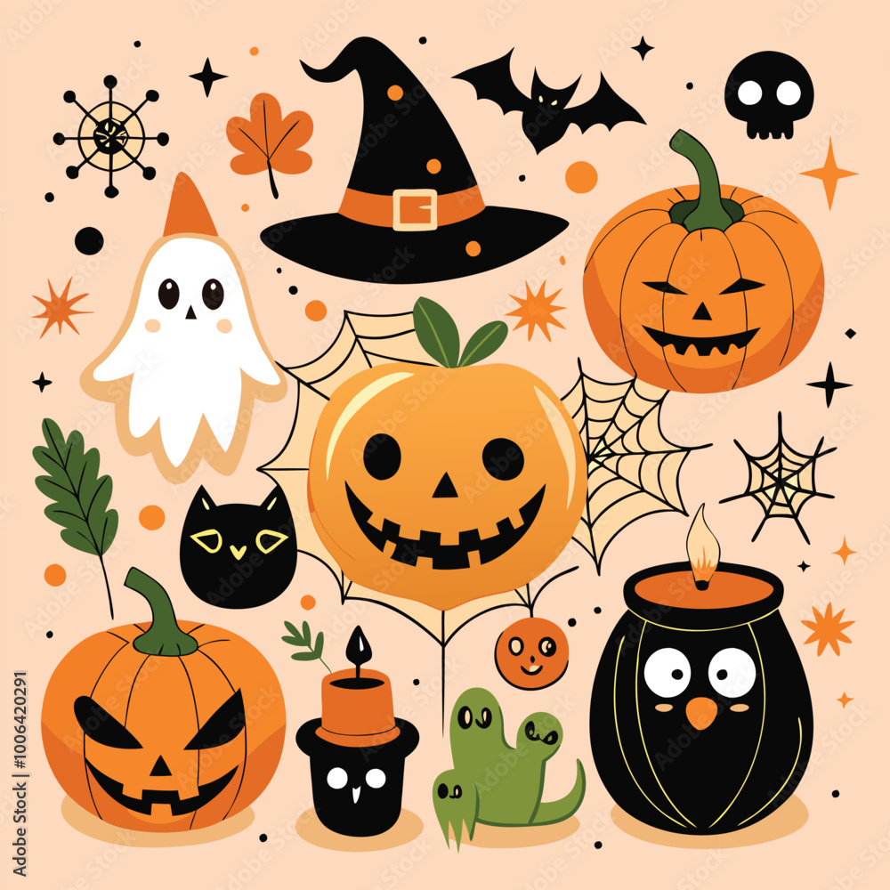 Halloween Jack-o-Lantern Pumpkins on rustic wooden background Halloween Jack-o-Lantern Pumpkins on rustic wooden background