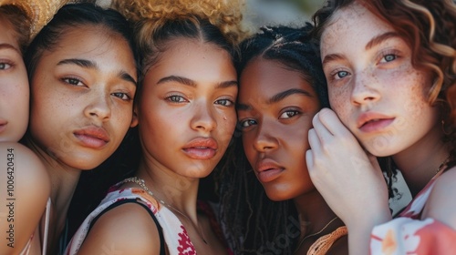 Wallpaper Mural women side by side. diverse skin. diversity, unity, equality and interracial friendship. multicultural and feminism Torontodigital.ca