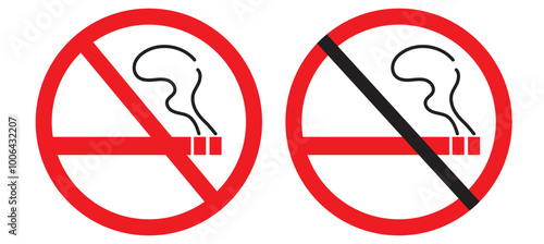 Smoking area and non smoking area icon symbol on circle design.